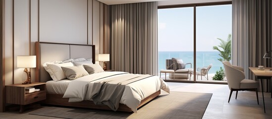 representation of a bedroom or hotel room s interior