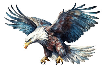 Obraz premium Illustration of an eagle with wide spread wings. PNG