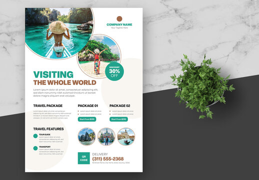 Green and Brown Travel Flyer