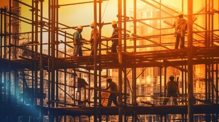 Construction Workers Building Framework Represent the Diligence and Teamwork Required to Construct Functional Infrastructure