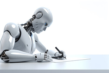 Robot writing. Concept of AI writing assistant.