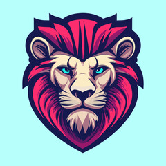 Lion head mascot logo vector illustration, emblem design.