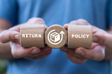 Concept of return policy and send package back to get money refund. Shopping purchase compensation...