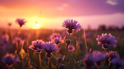  purple flowers in the field - Powered by Adobe