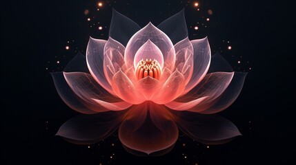 lotus flower on black background  generated by AI