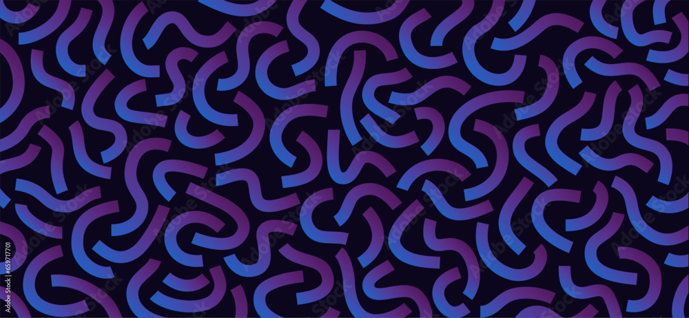 Poster Purple and blue gradient curved lines isolated on white background. Transparent Bold Squiggles.