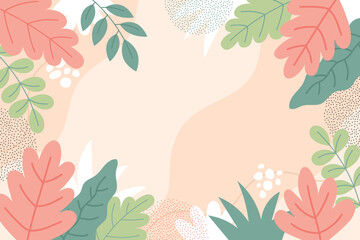 Hand Drawn Abstract Leaves Pastel Colors Background for Wallpaper or Presentation