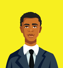 Handsome Businessman of African Ethnicity Wearing a Formal Suit Vector Illustration. Handsome charismatic guy wearing suit and tie 