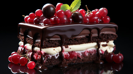A decadent dessert of chocolate cake UHD wallpaper Stock Photographic Image