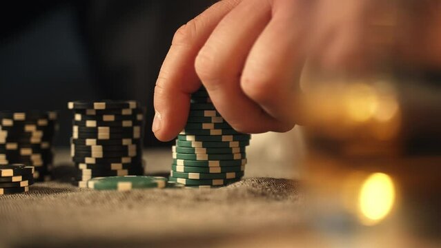 Close Up Shot Of A Businessman Grabbing Chips By Hand