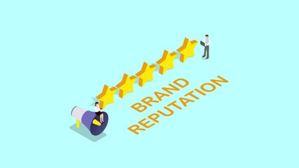Business brand reputation 3d isometric cartoon animation in 4K UHD 3840x2160