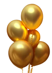 Muurstickers Group of gold party balloons isolated cutout on transparent © Julia