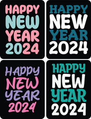 happy new year 2024 t shirt design, typography t shirt, Ready for t-shirt, mug, gift and other printing.