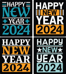 Naklejka na ściany i meble happy new year 2024 t shirt design, typography t shirt, Ready for t-shirt, mug, gift and other printing.
