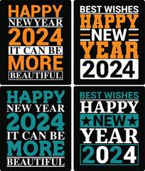 Naklejka na ściany i meble happy new year 2024 t shirt design, typography t shirt, Ready for t-shirt, mug, gift and other printing.