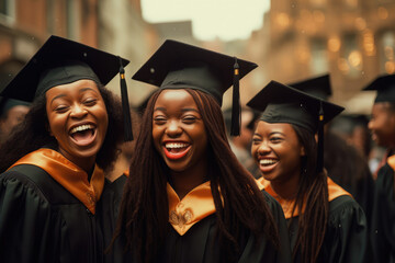 students from college attending their graduation - obrazy, fototapety, plakaty