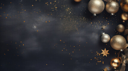 Fototapeta premium Christmas background with silver ornament decoration, Copy space, Celebration, Festive. Generative AI