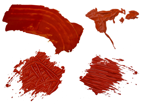 collection of red paint splashes. isolated red ink stroke.