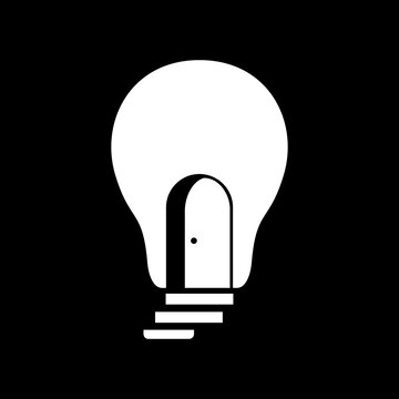 dark with bulb lamp door stairs open ideas creative simple modern logo design vector icon illustration