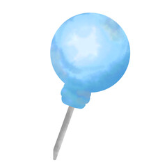 blue lollipop pin paper isolated on white