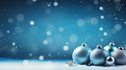 Fototapeta na wymiar Christmas background with blue ornament decoration, Copy space, Celebration, Festive. Generative AI