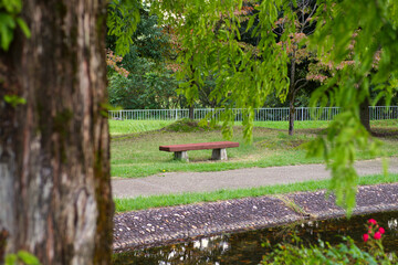 a park bench near path