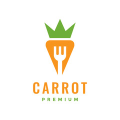 carrot vegetable fork simple modern style logo design vector icon illustration