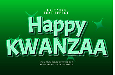 Happy kwanzaa editable text effect 3 dimension emboss cartoon style