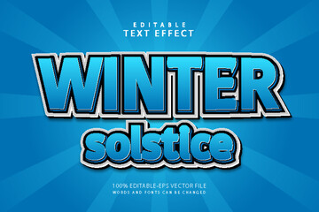 Winter solstice editable text effect 3 dimension emboss cartoon style
