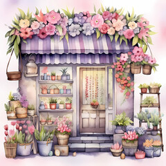 Fototapeta na wymiar Kawaii Flower Shop