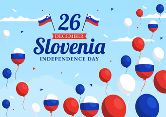Slovenia Independence Day Vector Illustration on 26 December with Waving Flag Background Design in National Unity Holiday Celebration Flat Cartoon