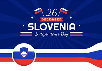 Slovenia Independence Day Vector Illustration on 26 December with Waving Flag Background Design in National Unity Holiday Celebration Flat Cartoon