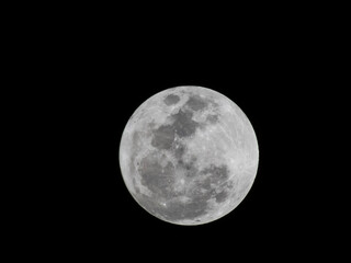 full moon in dark sky of Sao Paulo city, Brazil. Blue Moon. 30 - 31 August. 2023
