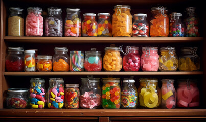 Cupboards, glass bottle, candy - Powered by Adobe