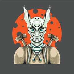 future technology cyberpunk theme character logo mascot design