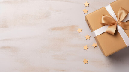 Elegant and luxury gift box with copy space background, Cozy Festive, Christmas, Birthday, Celebration. Generative AI