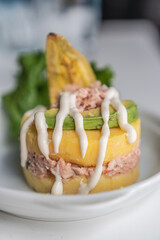 Pre-Columbian Peruvian cuisine "Causa limeña (Causa a la limeña)".