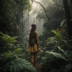 Person inside a jungle wandering around beautiful scenery