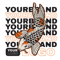 vector illustration of japanese fish painting, it can be use for shirt design or poster	
