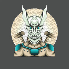 future technology cyberpunk theme character logo mascot design