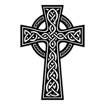 Celtic Cross with patterns, christian religion symbol,  vector illustration, Generative Ai.