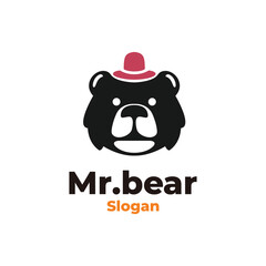 Mr Bear  head modern logo vector