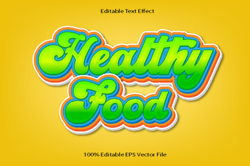 Healthy Food Editable Text Effect Emboss Cartoon Gradient Style