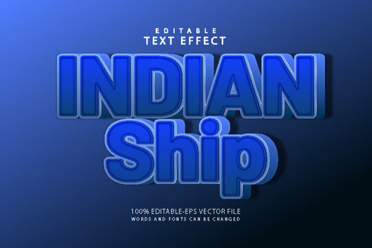 Indian ship editable text effect 3 dimension modern style