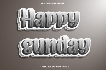 Happy Sunday Editable Text Effect 3D Emboss Gradient Style