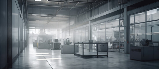 Factory Production Workshop. Interior of Factory shop, Workshop. Machines, Equipment, Modern Industrial Enterprise