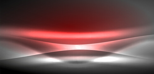 Neon-lit waves surge across background, mesmerizing dance of luminescence and motion. Dynamic backdrop captures essence of energy and modern aesthetics