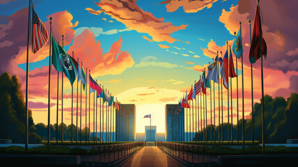 United Nations Day background. Illustration concept. Generative AI.