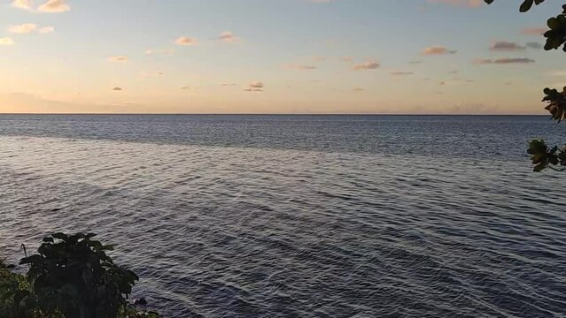 Over Water Horizon At Sunset