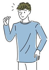 増毛後の若い男性シンプル線画